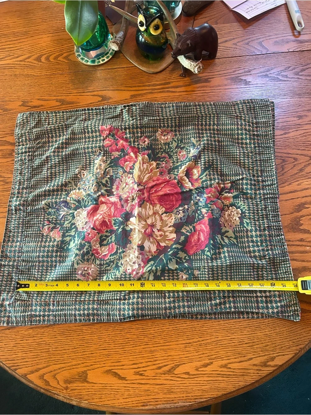 2 VTG Ralph Lauren Catherine Floral Houndstooth Plaid Standard Pillow Shams